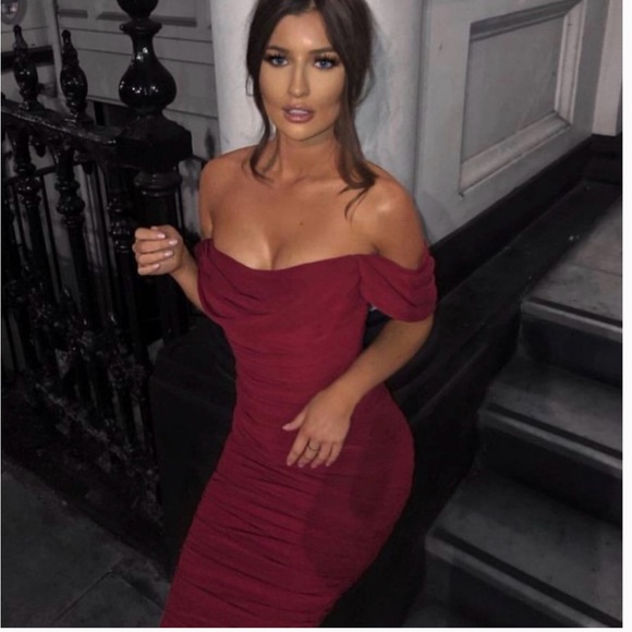 NWT House of CB Carlotta Wine Dress Size XS - Picture 2 of 16